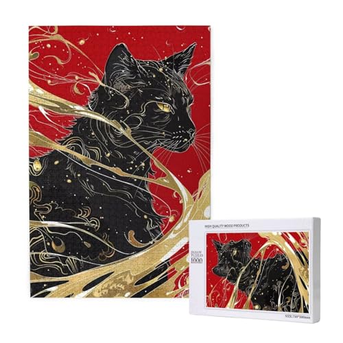 Puzzle Katze Puzzle 1000 Teile Abstrakt Holzpuzzle Erwachsene mit Schachtel und Poster, Schwieriges - Unterhaltsames - Herausforderndes - Geeignet für Anfänger, Geschenke für Männer/Frauen 2T-1176 von Tamalsj