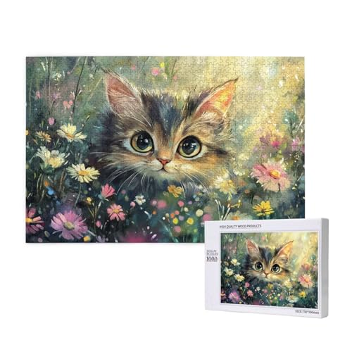 Puzzle Katze Puzzle 1000 Teile Blume Holzpuzzle Erwachsene mit Schachtel und Poster, Schwieriges - Unterhaltsames - Herausforderndes Spiel - Geeignet für Anfänger, Geschenke für Männer/Frauen 2T-946 Puzzle Katze Puzzle 1000 Teile Blume Holzpuzzle Erwachsene mit Schachtel und Poster, Schwieriges - Unterhaltsames - Herausforderndes Spiel - Geeignet für Anfänger, Geschenke für Männer/Frauen 2T-946 von Tamalsj