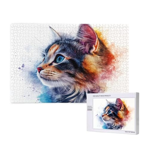 Puzzle Katze Puzzle 1000 Teile Bunt Holzpuzzle Erwachsene mit Schachtel und Poster, Schwieriges - Unterhaltsames - Herausforderndes Spiel - Geeignet für Anfänger, Geschenke für Männer/Frauen 2T-682 Puzzle Katze Puzzle 1000 Teile Bunt Holzpuzzle Erwachsene mit Schachtel und Poster, Schwieriges - Unterhaltsames - Herausforderndes Spiel - Geeignet für Anfänger, Geschenke für Männer/Frauen 2T-682 von Tamalsj