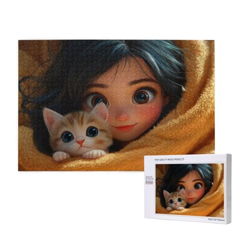 Puzzle Katze Puzzle 1000 Teile Frau Holzpuzzle Erwachsene mit Schachtel und Poster, Schwieriges - Unterhaltsames - Herausforderndes Spiel - Geeignet für Anfänger, Geschenke für Männer/Frauen 2T-908 Puzzle Katze Puzzle 1000 Teile Frau Holzpuzzle Erwachsene mit Schachtel und Poster, Schwieriges - Unterhaltsames - Herausforderndes Spiel - Geeignet für Anfänger, Geschenke für Männer/Frauen 2T-908 von Tamalsj