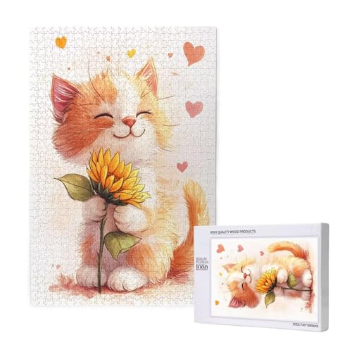 Puzzle Katze Puzzle 1000 Teile Sonnenblume Holzpuzzle Erwachsene mit Schachtel und Poster, Schwieriges - Unterhaltsames - Herausforderndes - Geeignet für Anfänger, Geschenke für Männer/Frauen 2T-1756 Puzzle Katze Puzzle 1000 Teile Sonnenblume Holzpuzzle Erwachsene mit Schachtel und Poster, Schwieriges - Unterhaltsames - Herausforderndes - Geeignet für Anfänger, Geschenke für Männer/Frauen 2T-1756 von Tamalsj