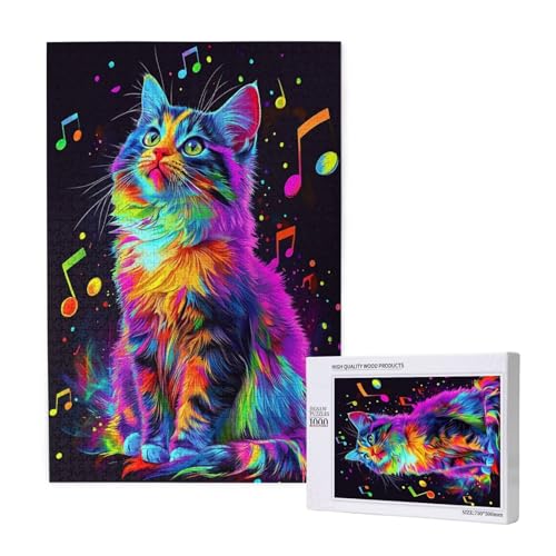 Puzzle Katze Puzzle 2000 Teile Bunt Holzpuzzle Erwachsene mit Schachtel und Poster, Schwieriges - Unterhaltsames - Herausforderndes Spiel - Geeignet für Anfänger, Geschenke für Männer/Frauen 2T-1383 von Tamalsj