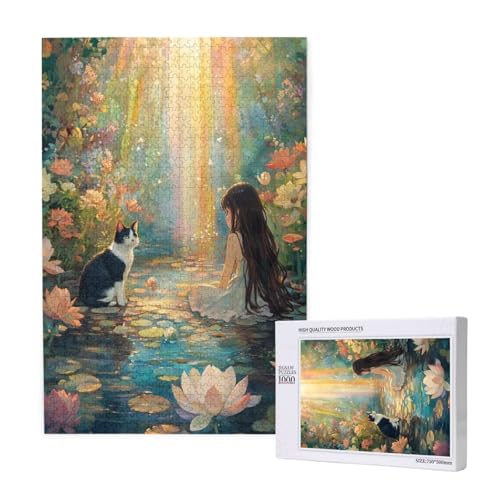 Puzzle Katze Puzzle 2000 Teile Frau Holzpuzzle Erwachsene mit Schachtel und Poster, Schwieriges - Unterhaltsames - Herausforderndes Spiel - Geeignet für Anfänger, Geschenke für Männer/Frauen 2T-1915 von Tamalsj