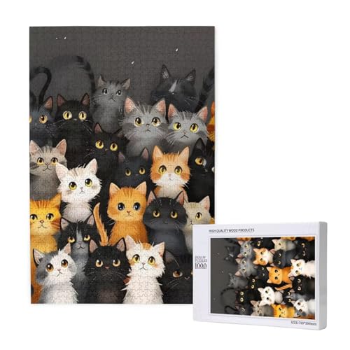 Puzzle Katze Puzzle 300 Teile Karikatur Holzpuzzle Erwachsene mit Schachtel und Poster, Schwieriges - Unterhaltsames - Herausforderndes - Geeignet für Anfänger, Geschenke für Männer/Frauen 2T-1556 von Tamalsj