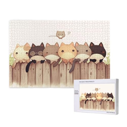 Puzzle Katze Puzzle 4000 Teile Karikatur Holzpuzzle Erwachsene mit Schachtel und Poster, Schwieriges - Unterhaltsames - Herausforderndes - Geeignet für Anfänger, Geschenke für Männer/Frauen 2T-900 von Tamalsj