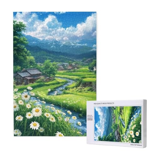 Puzzle Landschaft Puzzle 1000 Teile Gänseblümchen Holzpuzzle Erwachsene mit Schachtel und Poster, Schwieriges-Unterhaltsames-Herausforderndes-Geeignet für Anfänger, Geschenke für Männer/Frauen 2T-1533 von Tamalsj