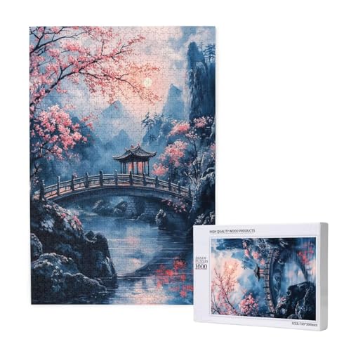 Puzzle Landschaft Puzzle 300 Teile Brücke Holzpuzzle Erwachsene mit Schachtel und Poster, Schwieriges - Unterhaltsames - Herausforderndes - Geeignet für Anfänger, Geschenke für Männer/Frauen 2T-2006 von Tamalsj
