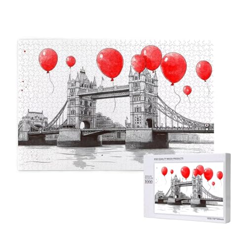 Puzzle London Puzzle 1000 Teile Ballon Holzpuzzle Erwachsene mit Schachtel und Poster, Schwieriges - Unterhaltsames - Herausforderndes Spiel - Geeignet für Anfänger, Geschenke für Männer/Frauen 2T-715 von Tamalsj