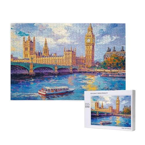 Puzzle London Puzzle 2000 Teile Boot Holzpuzzle Erwachsene mit Schachtel und Poster, Schwieriges - Unterhaltsames - Herausforderndes Spiel - Geeignet für Anfänger, Geschenke für Männer/Frauen 2T-591 von Tamalsj