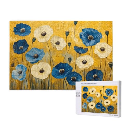 Puzzle Mohn Puzzle 2000 Teile Blau Holzpuzzle Erwachsene mit Schachtel und Poster, Schwieriges - Unterhaltsames - Herausforderndes Spiel - Geeignet für Anfänger, Geschenke für Männer/Frauen 2T-915 von Tamalsj
