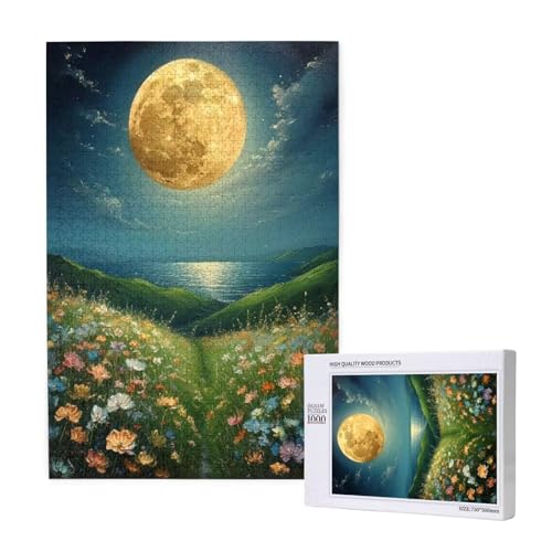 Puzzle Mond Puzzle 1000 Teile Blume Holzpuzzle Erwachsene mit Schachtel und Poster, Schwieriges - Unterhaltsames - Herausforderndes Spiel - Geeignet für Anfänger, Geschenke für Männer/Frauen 2T-1520 von Tamalsj