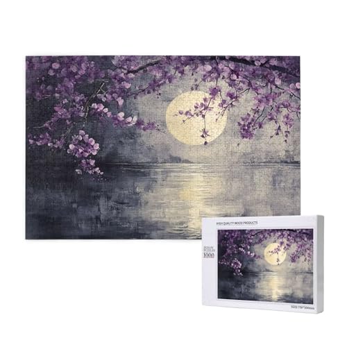 Puzzle Mond Puzzle 1000 Teile Blume Holzpuzzle Erwachsene mit Schachtel und Poster, Schwieriges - Unterhaltsames - Herausforderndes Spiel - Geeignet für Anfänger, Geschenke für Männer/Frauen 2T-866 von Tamalsj