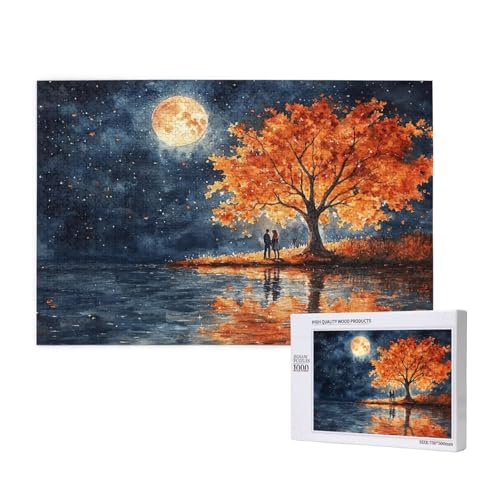 Puzzle Mond Puzzle 2000 Teile Baum Holzpuzzle Erwachsene mit Schachtel und Poster, Schwieriges - Unterhaltsames - Herausforderndes Spiel - Geeignet für Anfänger, Geschenke für Männer/Frauen 2T-610 von Tamalsj