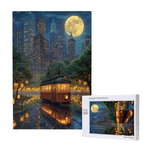 Puzzle Mond Puzzle 2000 Teile Stadt Holzpuzzle Erwachsene mit Schachtel und Poster, Schwieriges - Unterhaltsames - Herausforderndes Spiel - Geeignet für Anfänger, Geschenke für Männer/Frauen 2T-1551 von Tamalsj