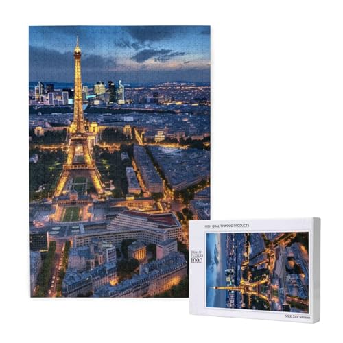 Puzzle Paris Puzzle 1000 Teile Nachtansicht Holzpuzzle Erwachsene mit Schachtel und Poster, Schwieriges - Unterhaltsames - Herausforderndes - Geeignet für Anfänger, Geschenke für Männer/Frauen 2T-1729 von Tamalsj