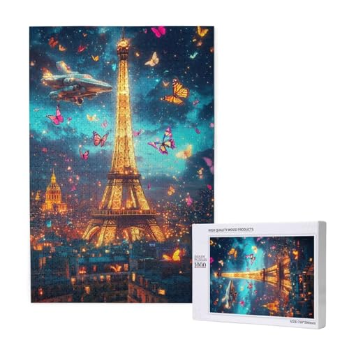 Puzzle Paris Puzzle 1000 Teile Schmetterling Holzpuzzle Erwachsene mit Schachtel und Poster,Schwieriges - Unterhaltsames - Herausforderndes - Geeignet für Anfänger,Geschenke für Männer/Frauen 2T-1702 von Tamalsj