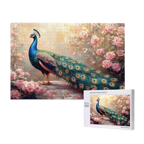 Puzzle Pfau Puzzle 2000 Teile Blume Holzpuzzle Erwachsene mit Schachtel und Poster, Schwieriges - Unterhaltsames - Herausforderndes Spiel - Geeignet für Anfänger, Geschenke für Männer/Frauen 2T-1026 von Tamalsj