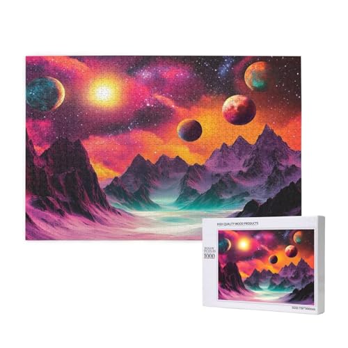 Puzzle Planet Puzzle 1000 Teile Universum Holzpuzzle Erwachsene mit Schachtel und Poster, Schwieriges - Unterhaltsames - Herausforderndes - Geeignet für Anfänger, Geschenke für Männer/Frauen 2T-677 von Tamalsj