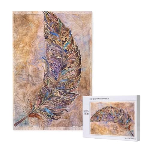 Puzzle Retro Puzzle 1000 Teile Feder Holzpuzzle Erwachsene mit Schachtel und Poster, Schwieriges - Unterhaltsames - Herausforderndes Spiel - Geeignet für Anfänger, Geschenke für Männer/Frauen 2T-1155 von Tamalsj
