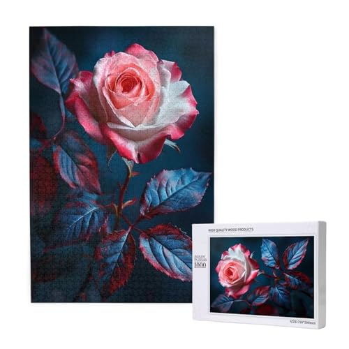Puzzle Rose Puzzle 300 Teile Rosa Holzpuzzle Erwachsene mit Schachtel und Poster, Schwieriges - Unterhaltsames - Herausforderndes Spiel - Geeignet für Anfänger, Geschenke für Männer/Frauen 2T-1607 von Tamalsj