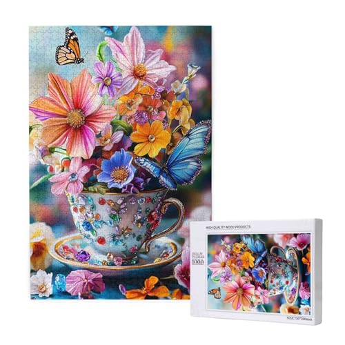 Puzzle Schmetterling Puzzle 1000 Teile Blume Holzpuzzle Erwachsene mit Schachtel und Poster,Schwieriges - Unterhaltsames - Herausforderndes - Geeignet für Anfänger,Geschenke für Männer/Frauen 2T-1218 von Tamalsj