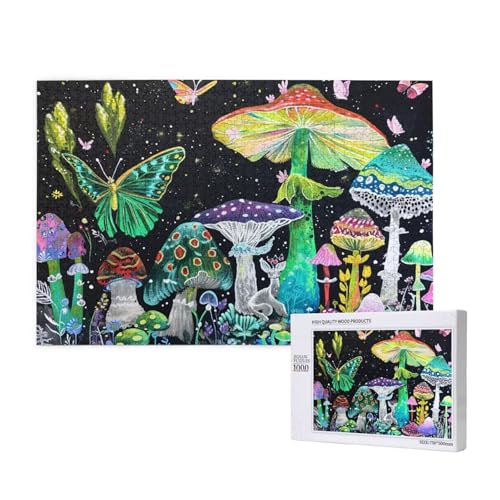 Puzzle Schmetterling Puzzle 300 Teile Pilz Holzpuzzle Erwachsene mit Schachtel und Poster, Schwieriges - Unterhaltsames - Herausforderndes - Geeignet für Anfänger, Geschenke für Männer/Frauen 2T-100 von Tamalsj