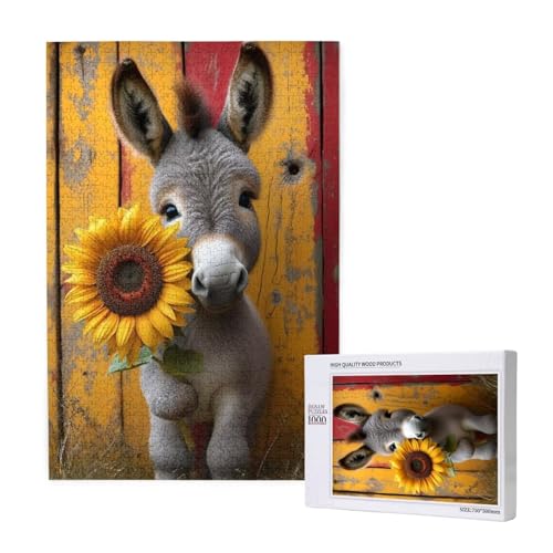 Puzzle Sonnenblume Puzzle 4000 Teile Esel Holzpuzzle Erwachsene mit Schachtel und Poster, Schwieriges - Unterhaltsames - Herausforderndes - Geeignet für Anfänger, Geschenke für Männer/Frauen 2T-1511 von Tamalsj