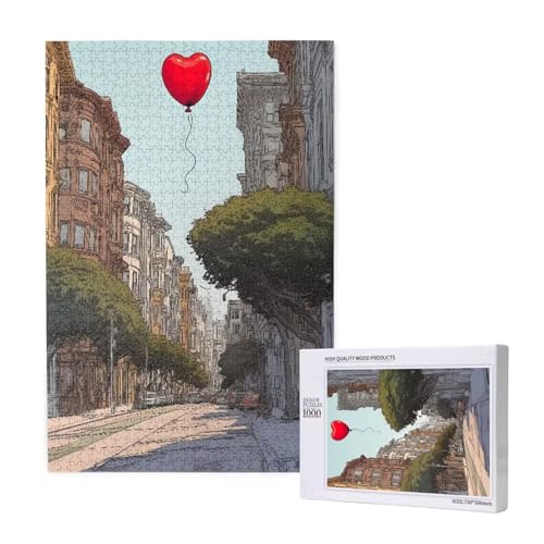 Puzzle Stadt Puzzle 300 Teile Ballon Holzpuzzle Erwachsene mit Schachtel und Poster, Schwieriges - Unterhaltsames - Herausforderndes Spiel - Geeignet für Anfänger, Geschenke für Männer/Frauen 2T-1573 von Tamalsj