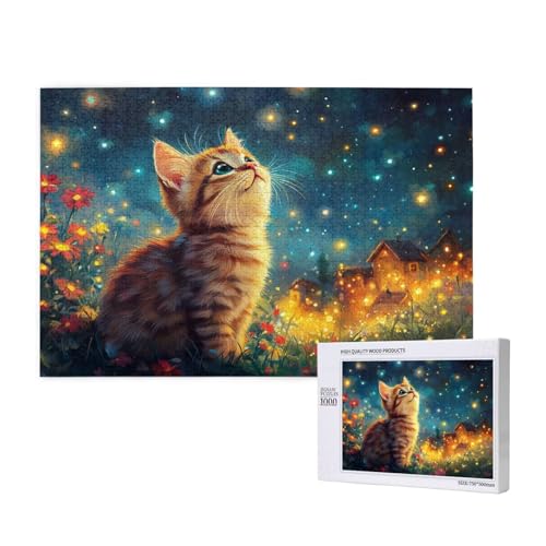 Puzzle Traum Puzzle 300 Teile Katze Holzpuzzle Erwachsene mit Schachtel und Poster, Schwieriges - Unterhaltsames - Herausforderndes Spiel - Geeignet für Anfänger, Geschenke für Männer/Frauen 2T-956 von Tamalsj