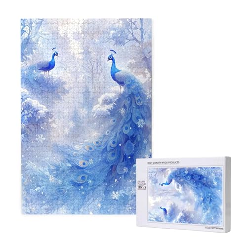 Puzzle Winter Puzzle 2000 Teile Pfau Holzpuzzle Erwachsene mit Schachtel und Poster, Schwieriges - Unterhaltsames - Herausforderndes Spiel - Geeignet für Anfänger, Geschenke für Männer/Frauen 2T-1221 von Tamalsj