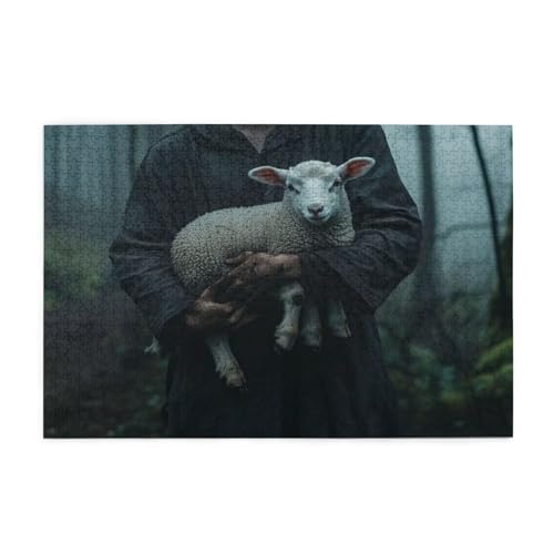 Schaf Puzzle 1000 Teile Erwachsene Mann, Puzzles mit Verpackung Box und Poster, Lustig Stress Abbauen Familien Unterhaltungsspiele für Raumdekoration, Kreative Geschenke für Männer/Frauen 1T-350 von Tamalsj