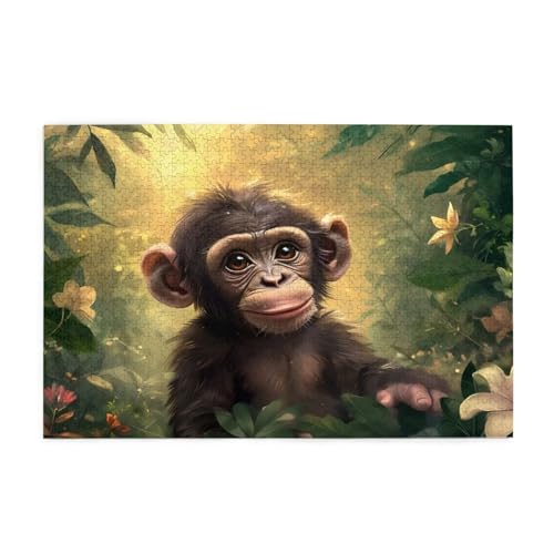 Schimpansen Puzzle 2000 Teile Erwachsene Landschaft, Puzzles mit Verpackung Box und Poster, Lustig Stress Abbauen Familien Unterhaltungsspiele, Kreative Geschenke für Männer/Frauen Raumdeko 1T-1946 von Tamalsj