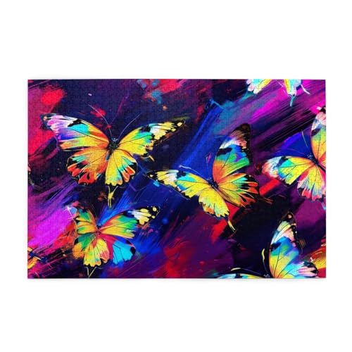 Schmetterling Puzzle 1000 Teile Erwachsene Bunt, Puzzles mit Verpackung Box und Poster, Lustig Stress Abbauen Familien Unterhaltungsspiele, Kreative Geschenke für Männer/Frauen Raumdekoration 1T-1824 von Tamalsj