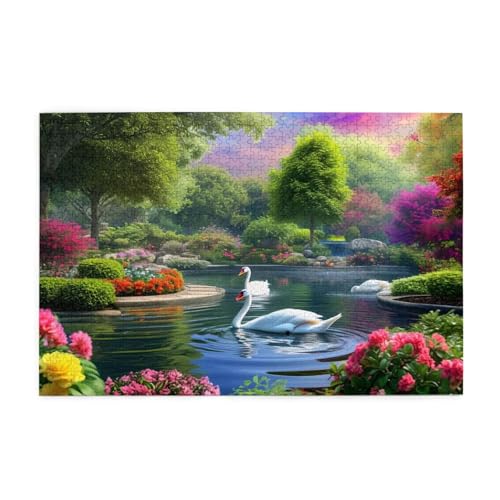 Schwan Puzzle 1000 Teile Erwachsene See, Puzzles mit Verpackung Box und Poster, Lustig Stress Abbauen Familien Unterhaltungsspiele für Raumdekoration, Kreative Geschenke für Männer/Frauen 1T-2065 von Tamalsj