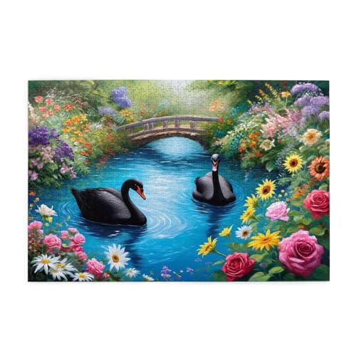 Schwan Puzzle 2000 Teile Erwachsene Blume, Puzzles mit Verpackung Box und Poster, Lustig Stress Abbauen Familien Unterhaltungsspiele für Raumdekoration, Kreative Geschenke für Männer/Frauen 1T-1140 von Tamalsj