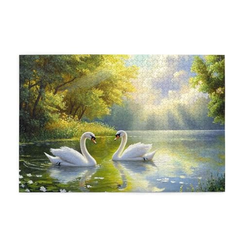 Schwan Puzzle 2000 Teile Erwachsene See, Puzzles mit Verpackung Box und Poster, Lustig Stress Abbauen Familien Unterhaltungsspiele für Raumdekoration, Kreative Geschenke für Männer/Frauen 1T-761 von Tamalsj