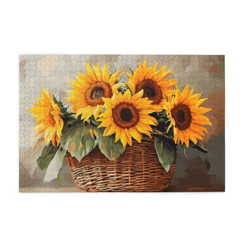 Sonnenblume Puzzle 1000 Teile Erwachsene Landschaft, Puzzles mit Verpackung Box und Poster, Lustig Stress Abbauen Familien Unterhaltungsspiele, Kreative Geschenke für Männer/Frauen Raumdeko 1T-763 von Tamalsj