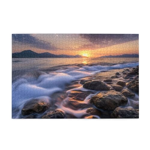 Sonnenuntergang Puzzle 1000 Teile Erwachsene Meer, Puzzles mit Verpackung Box und Poster, Lustig Stress Abbauen Familien Unterhaltungsspiele, Kreative Geschenke für Männer/Frauen Raumdeko 1T-1044 von Tamalsj