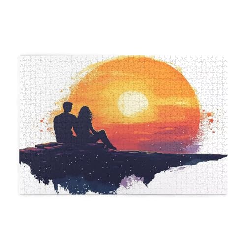 Sonnenuntergang Puzzle 1000 Teile Erwachsene Paar, Puzzles mit Verpackung Box und Poster, Lustig Stress Abbauen Familien Unterhaltungsspiele, Kreative Geschenke für Männer/Frauen Raumdeko 1T-1256 von Tamalsj