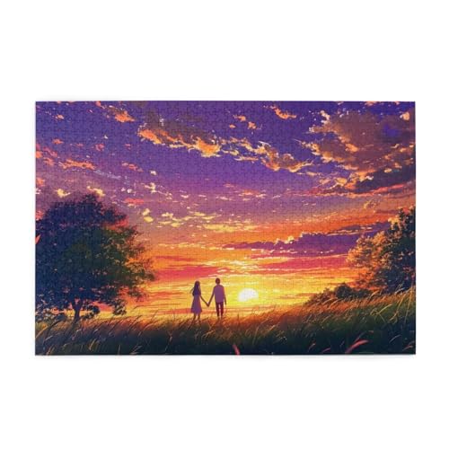 Sonnenuntergang Puzzle 1000 Teile Erwachsene Paar, Puzzles mit Verpackung Box und Poster, Lustig Stress Abbauen Familien Unterhaltungsspiele, Kreative Geschenke für Männer/Frauen Raumdeko 1T-1917 von Tamalsj