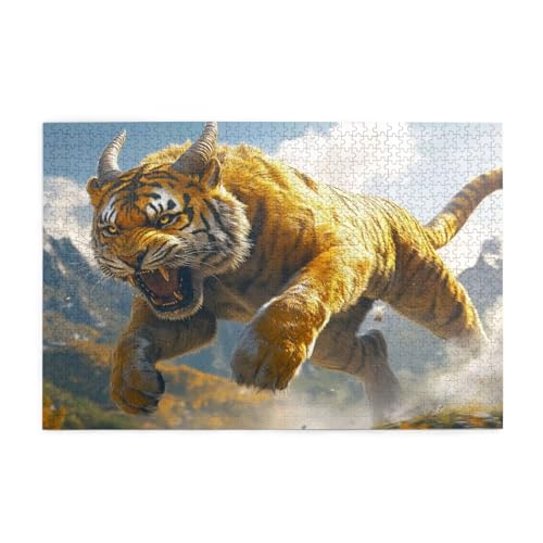 Tiger Puzzle 1000 Teile Erwachsene Tier, Puzzles mit Verpackung Box und Poster, Lustig Stress Abbauen Familien Unterhaltungsspiele für Raumdekoration, Kreative Geschenke für Männer/Frauen 1T-418 von Tamalsj