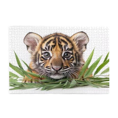 Tiger Puzzle 4000 Teile Erwachsene Blatt, Puzzles mit Verpackung Box und Poster, Lustig Stress Abbauen Familien Unterhaltungsspiele für Raumdekoration, Kreative Geschenke für Männer/Frauen 1T-500 von Tamalsj