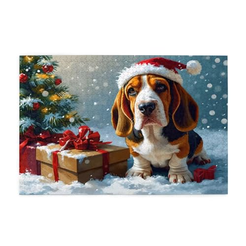 Weihnachtsbaum Puzzle 1000 Teile Erwachsene Hund, Puzzles mit Verpackung Box und Poster, Lustig Stress Abbauen Familien Unterhaltungsspiele, Kreative Geschenke für Männer/Frauen Raumdekoration 1T-1086 von Tamalsj