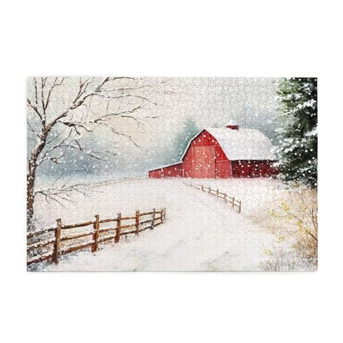 Winter Puzzle 1000 Teile Erwachsene Baum, Puzzles mit Verpackung Box und Poster, Lustig Stress Abbauen Familien Unterhaltungsspiele für Raumdekoration, Kreative Geschenke für Männer/Frauen 1T-593 von Tamalsj