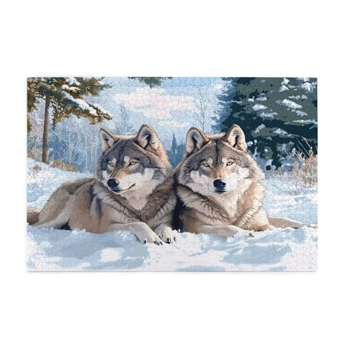 Winter Puzzle 1000 Teile Erwachsene Wolf, Puzzles mit Verpackung Box und Poster, Lustig Stress Abbauen Familien Unterhaltungsspiele für Raumdekoration, Kreative Geschenke für Männer/Frauen 1T-720 von Tamalsj