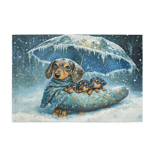 Winter Puzzle 4000 Teile Erwachsene Hund, Puzzles mit Verpackung Box und Poster, Lustig Stress Abbauen Familien Unterhaltungsspiele für Raumdekoration, Kreative Geschenke für Männer/Frauen 1T-1598 von Tamalsj