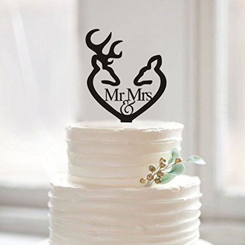 Mr and Mrs Cake Topper, Custom Deer Cake Topper, Antler Cowboy Cake Toppers for Wedding Decoration Accessories Party Decor Favor von Tamengi
