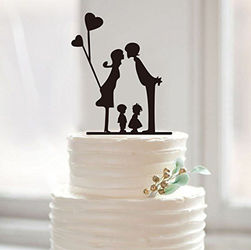 Silhouette Hochzeitstorte Topper Moderne Familienmitglieder Kuchen Topper Jahrestag Rustikale Kuchen Dekor mit Liebe Party Dekoration Favor von Tamengi