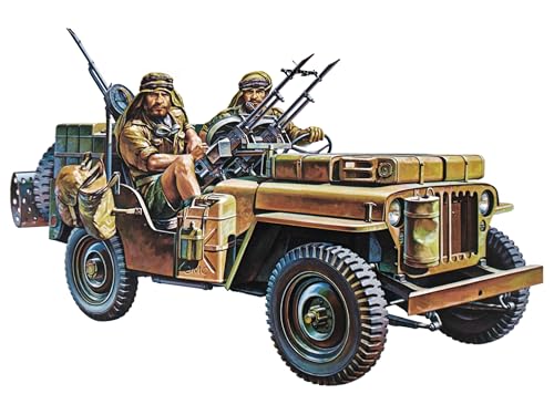TAMIYA 35033 1:35 Brit. S.A.S Geländewagen(2), Modellbausatz,Plastikbausatz, Bausatz zum Zusammenbauen, detaillierte Nachbildung, 300035033, Braun von Tamiya