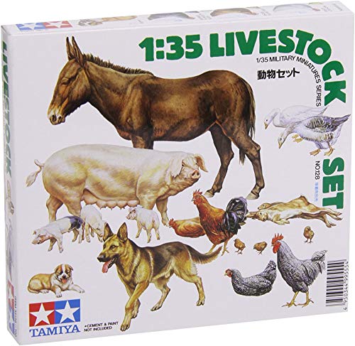 Tamiya 300035128-1:35 Diorama-Set Haustiere (18), Erdtöne von Tamiya